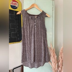 Como Vintage Tank Top Blouse, Size Small, Gray Tan Blend Color